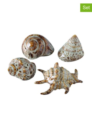 Boltze 4-delge set: schelpen crème/bruin - (H)4 cm