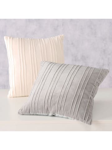 Boltze 2er-Set: Kissen "Emba" in Grau/ Creme