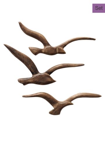 Boltze 3-delige set: decoratieve figuren "Meeuw" bruin