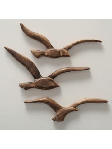 Boltze 3-delige set: decoratieve figuren "Meeuw" bruin