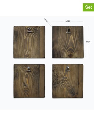 Magenta Home 4-delige set: wandobjecten bruin - (B)14 x (H)14 cm