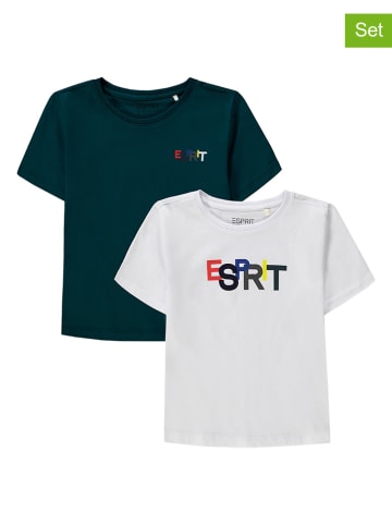 ESPRIT Koszulki (2 szt.) w kolorze białym i ciemnozielonym