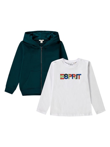 ESPRIT 2-delige outfit donkergroen/wit