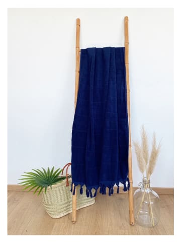 Le Comptoir de la Plage Hamamdoek "Hammam XL" donkerblauw - (L)180 x (B)140 cm