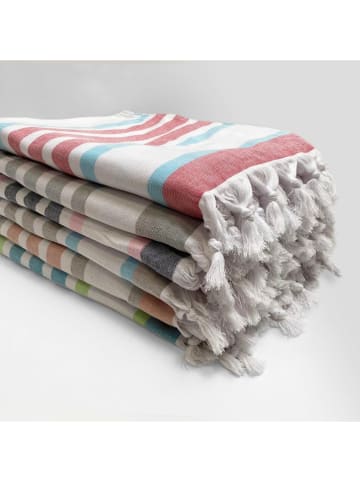 Le Comptoir de la Plage Fouta ''Latigo Candy'' in Grau/ Rosa/ Creme - (L)180 x (B)140 cm