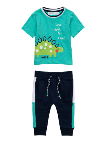 Minoti 2-delige outfit turquoise/donkerblauw