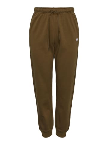 Pieces Spodnie dresowe "Atella" w kolorze ciemnobrązowym