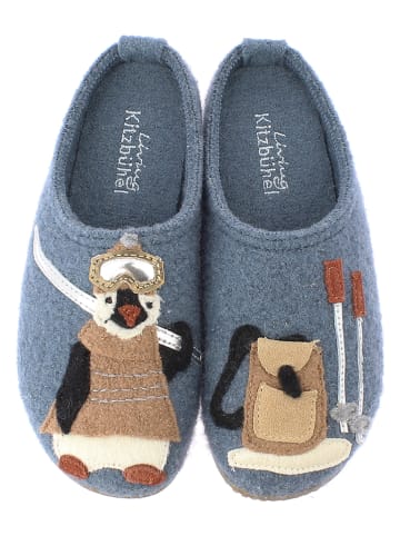 Living Kitzbühel Hausschuhe "Pinguin & Ski" in Blau