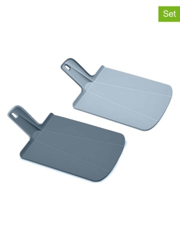 JosephJoseph 2er-Set: Schneidebretter "Chop2Pot" in Hellblau/ Grau - (B)21 x (H)38 cm