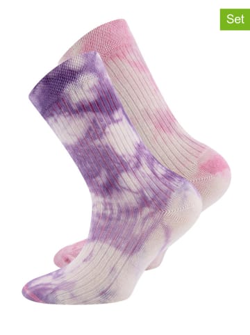 Ewers 2-delige set: sokken roze/paars/meerkleurig