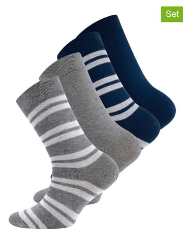Ewers 4-delige set sokken: grijs/donkerblauw/meerkleurig