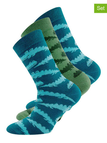 Ewers 3-delige set: sokken blauw/groen/meerkleurig