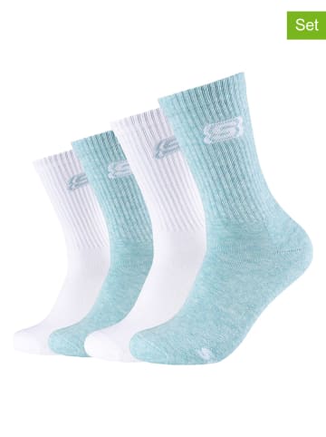 Skechers 4-delige set: sokken turquoise/wit