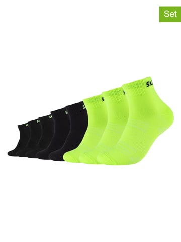 Skechers 8-delige set: sokken zwart/neongroen