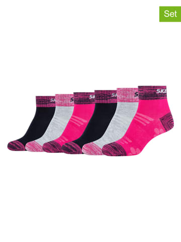 Skechers 6-delige set: sokken grijs/zwart/roze