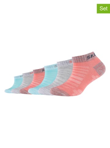 Skechers 6-delige set: sokken grijs/lichtroze/lichtblauw