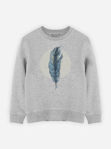 WOOOP Sweatshirt "Feather in a Circle" in Grau