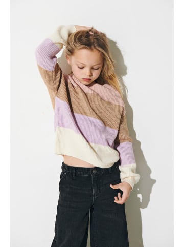 KIDS ONLY Sweter "Sandy" w kolorze jasnoróżowo-jasnobrązowo-fioletowym