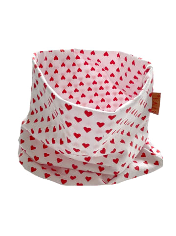 LiVi Loop-Schal "Herz rot" in Rot/ Creme - (L)50 x (B)24 cm