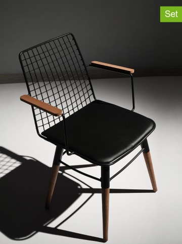 Evila Krzesła (2 szt.) w kolorze czarnym - 43 x 82 x 39 cm