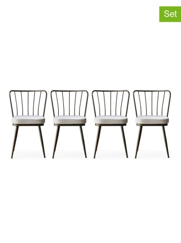 Evila 4-delige set: eetkamerstoelen zwart/wit - (B)43 x (H)82 x (D)42 cm