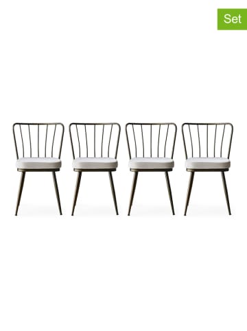 Evila 4er-Set: Esszimmerstühle in Schwarz/ Weiß - (B)43 x (H)82 x (T)42 cm