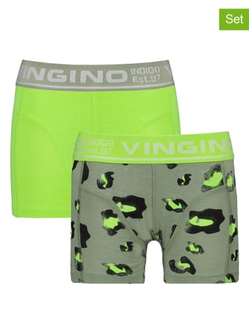 Vingino 2-delige set: boxershorts "Neon Leopard" groen/grijs