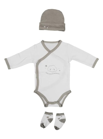 The Home Deco Kids 3tlg. Outfit in Weiß/ Grau