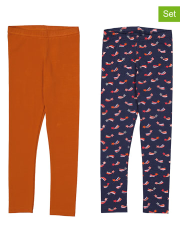 lamino 2er-Set: Leggings in Dunkelblau/ Orange