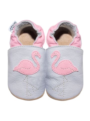 Hobea Skórzane buty do nauki chodzenia w kolorze szaro-różowym
