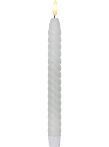 STAR Trading 2er-Set: LED-Kerzen "Flamme Swirl Antique" in Weiß - (H)25 cm
