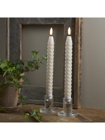 STAR Trading 2er-Set: LED-Kerzen "Flamme Swirl Antique" in Beige - (H)25 cm
