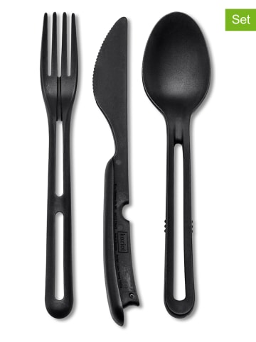 koziol 2er-Set: Besteckset "Klikk" in Schwarz - (L)22 cm