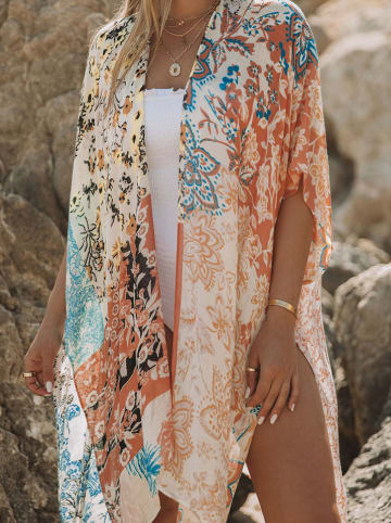 Milan Kiss Kimono w kolorze kremowym ze wzorem