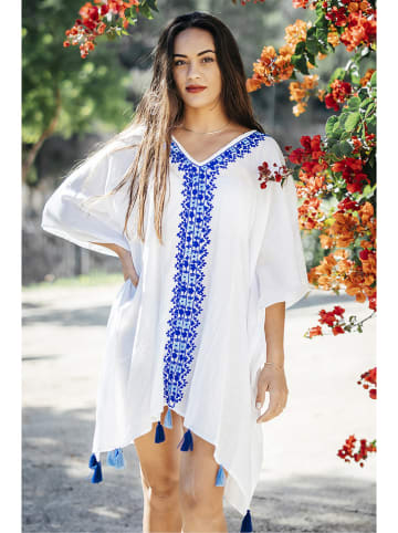 SIGRIS Moda Ponczo w kolorze niebiesko-białym