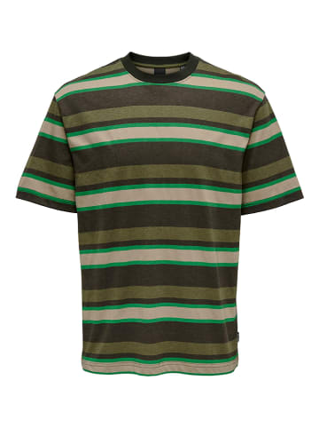 ONLY & SONS Koszulka "Fred" w kolorze zielonym ze wzorem