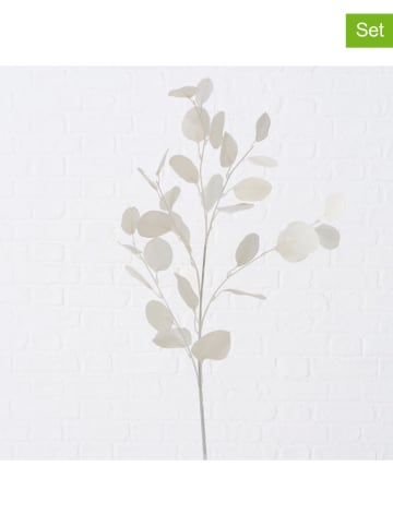 Boltze 2er-Set: Dekozweige "Eukalyptus" in Weiß - (B)25 x (H)90 cm