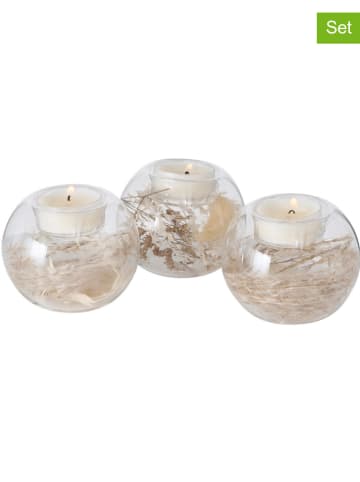 Boltze 3er-Set: Teelichthalter "Helvin" in Transparent - (H)7 x Ø 8 cm