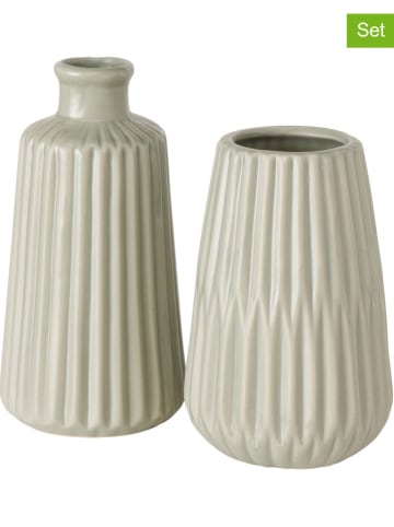 Boltze Wazony (2 szt.) "Esko" w kolorze zielonym - wys. 18 cm