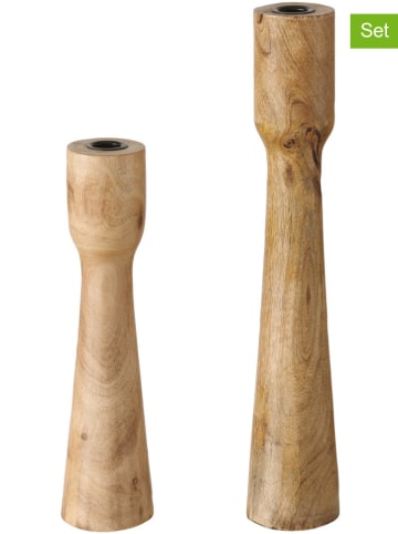 Boltze 2er-Set: Kerzenleuchter "Caldeas" in Hellbraun