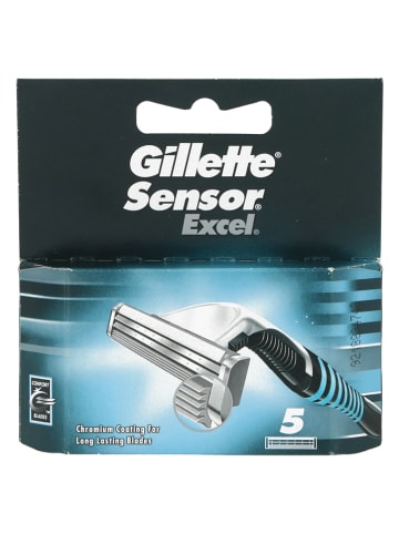 Gillette 5er-Set: Rasierklingen "Sensor Excel" in Silber/ Blau