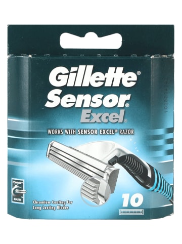 Gillette 10er-Set: Rasierklingen "Sensor Excel" in Silber/ Blau