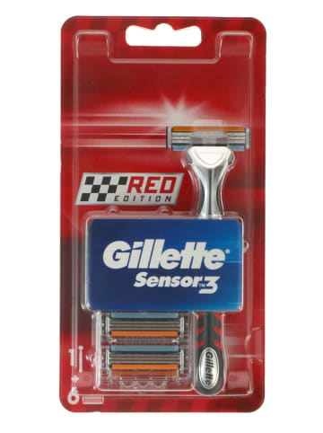 Gillette 7tlg. Rasierer-Set "Sensor 3 Red Edition" in Rot/ Schwarz