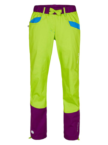 MILO Spodnie funkcyjne w kolorze limonkowo-śliwkowym