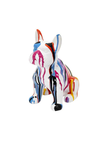 Rétro Chic Figurka dekoracyjna "Bulldog" w kolorze białym ze wzorem - wys. 20 cm