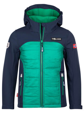 Trollkids Softshelljacke "Lysefjord" in Grün/ Dunkelblau