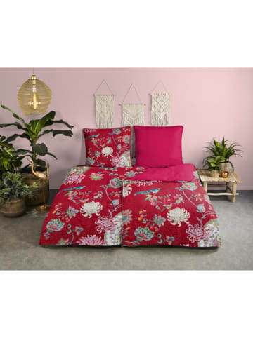 HAPPINESS Perkal beddengoedset "Ming" rood