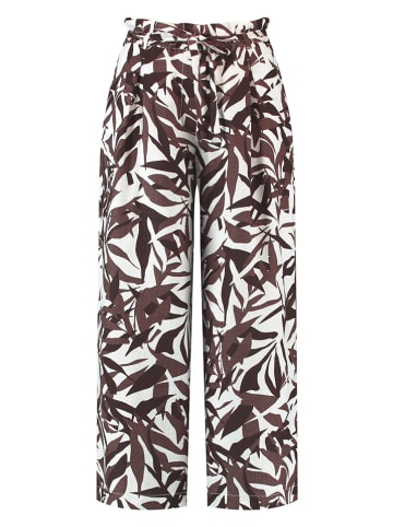 Gerry Weber Lniane spodnie w kolorze biało-ciemnobrązowym