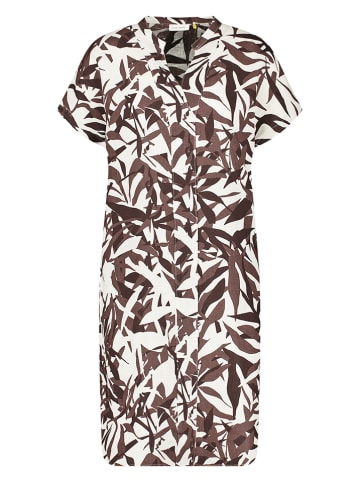 Gerry Weber Lniana sukienka "Erica" w kolorze ciemnobrązowo-białym