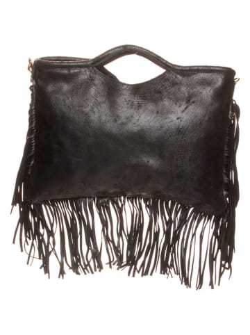 ORE10 Leder-Henkeltasche "Visal" in Schwarz - (B)35 x (H)26 x (T)6 cm